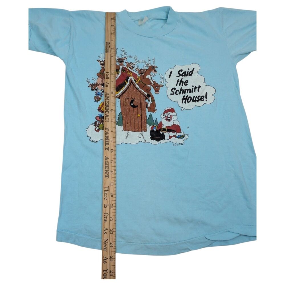 Santa Reindeer‎ Funny Christmas 90s Single Stitch T Shirt S/M 18x24.5 - Picture 10 of 10